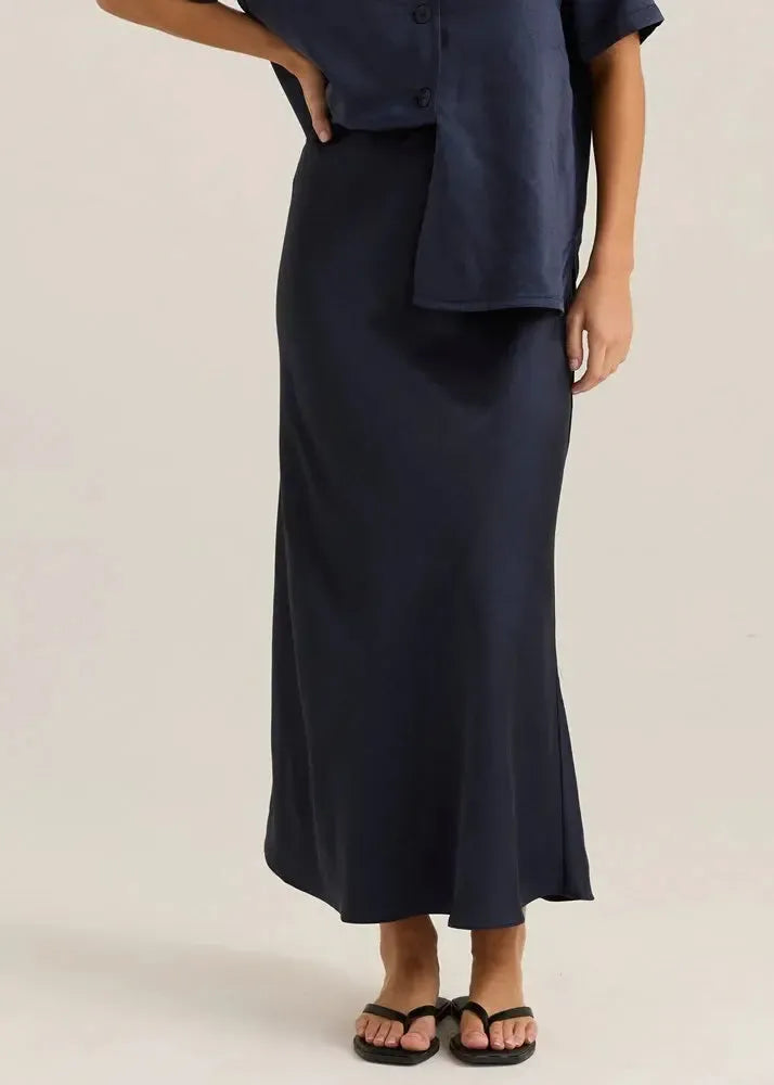Jasper Slip Skirt - Navy-Skirts-SASS-The Bay Room
