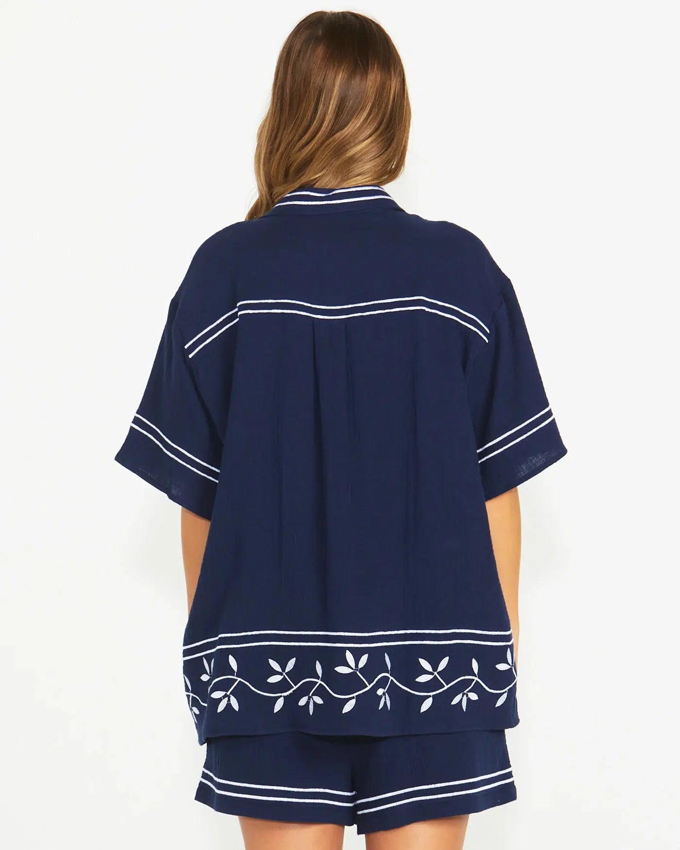 Jayden Short Sleeve Shirt - Navy-Tops-SASS-The Bay Room