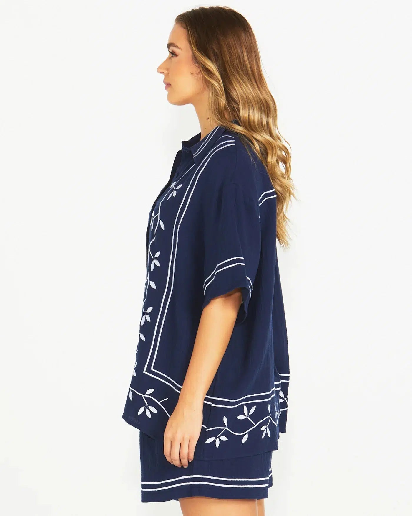 Jayden Short Sleeve Shirt - Navy-Tops-SASS-The Bay Room