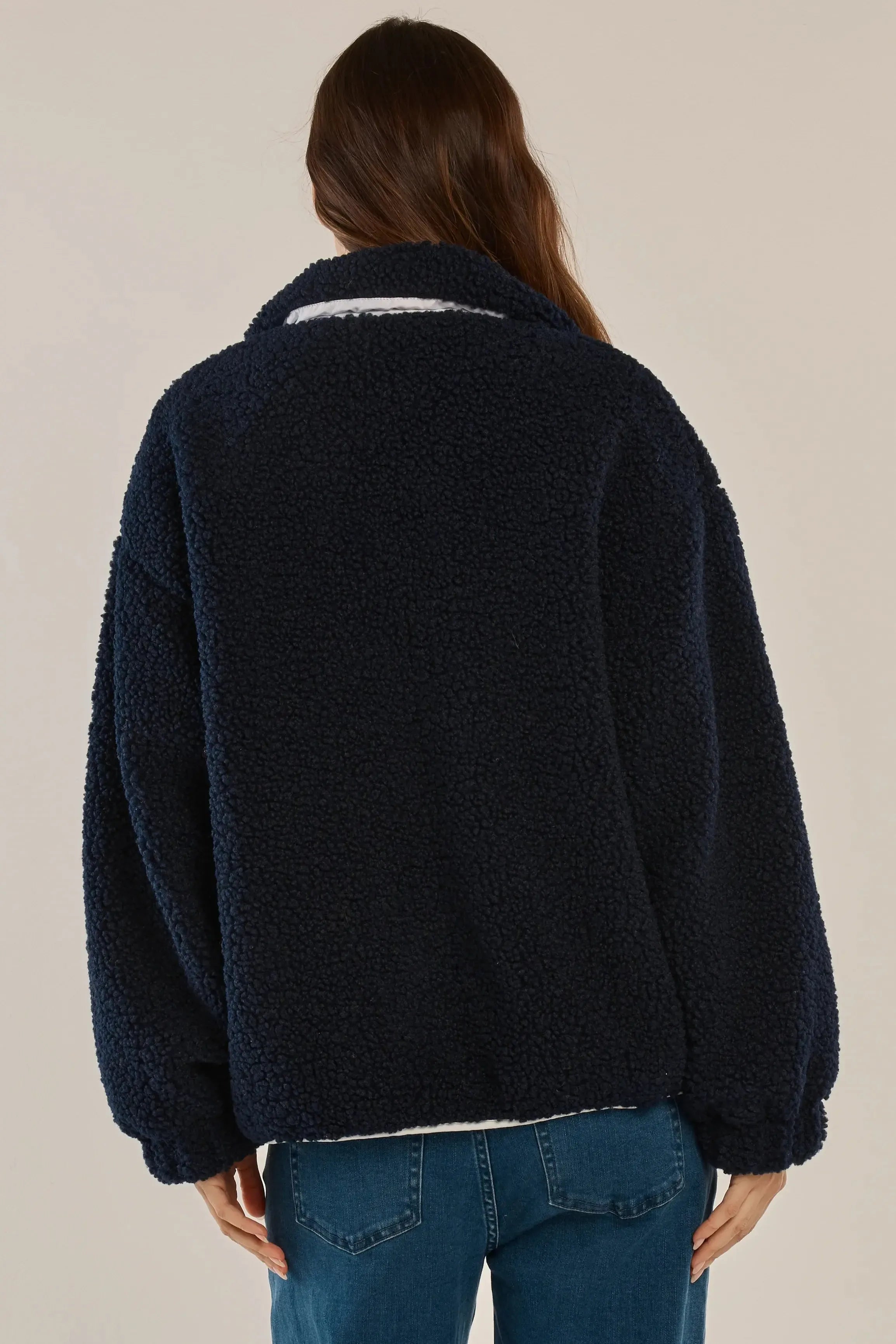 Jayne Fleece Jacket - Navy/White-Jackets, Coats & Vests-Betty Basics-The Bay Room