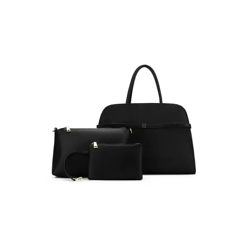 Jodee Black 3 Piece Handbag Tote-Bags & Clutches-Black Caviar Designs-The Bay Room