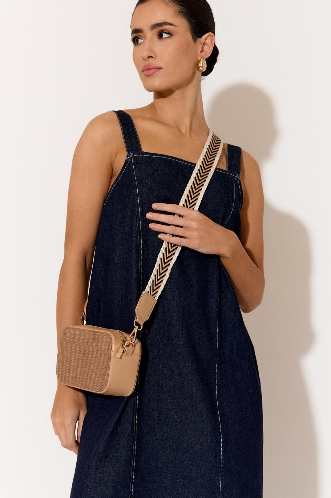 Joey Woven Face Camera Bag - Mocha/Natural-Bags & Clutches-Adorne-The Bay Room