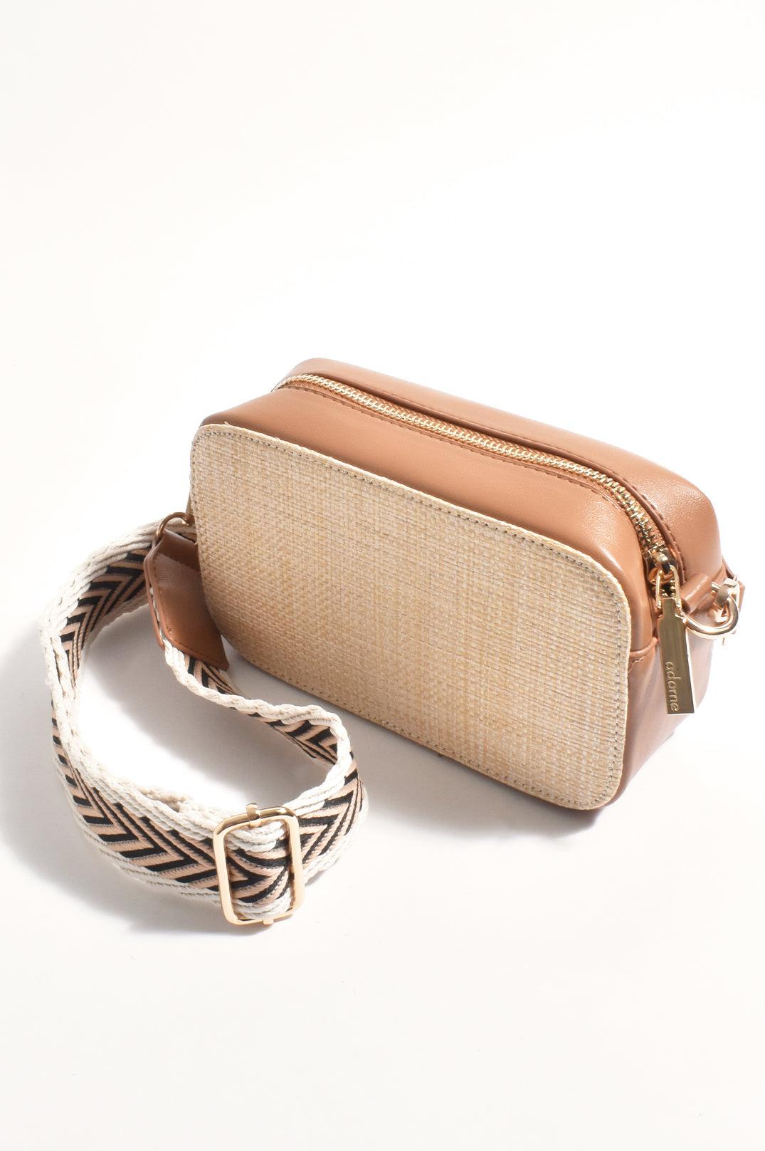 Joey Woven Face Camera Bag - Tan-Bags & Clutches-Adorne-The Bay Room