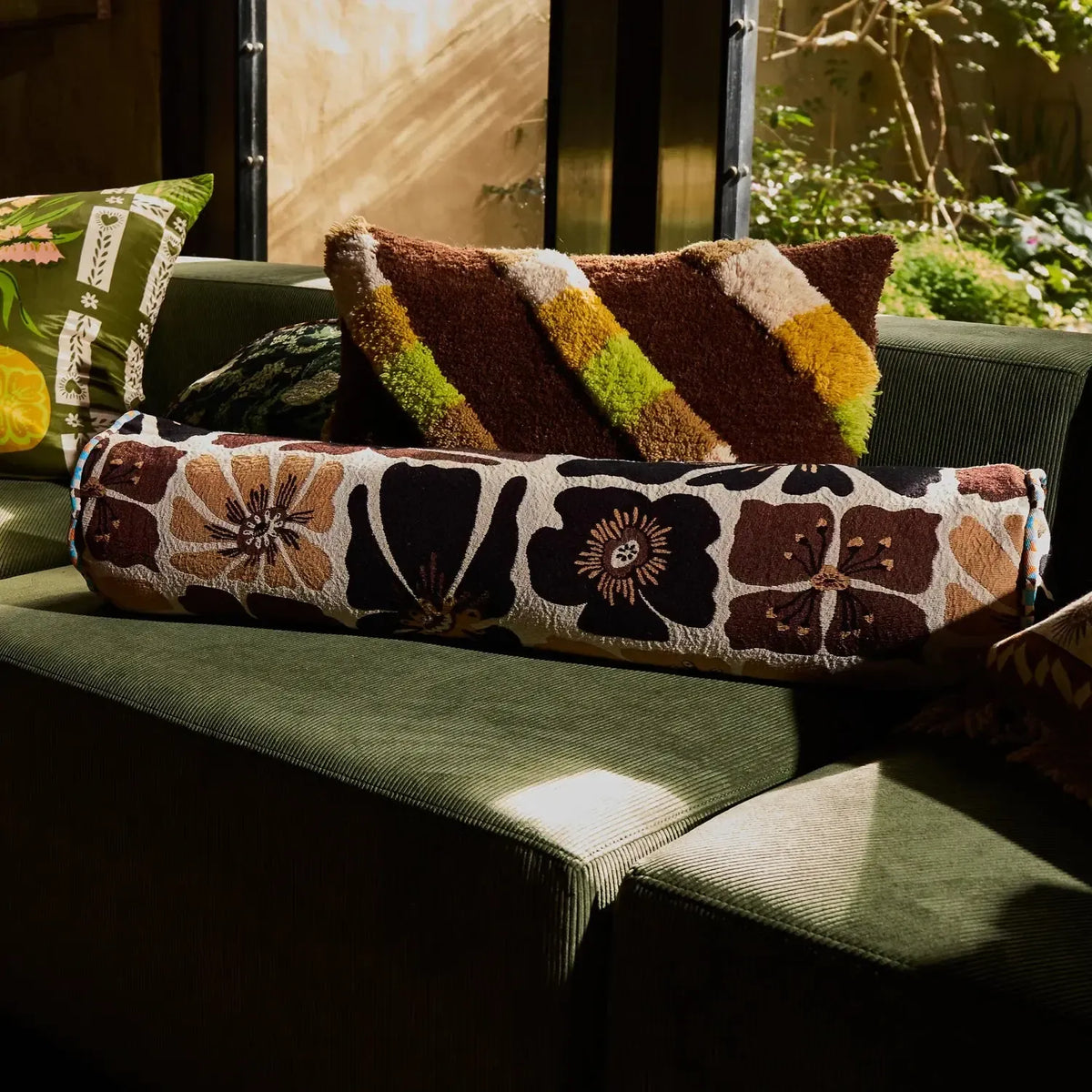 Jolene Jacquard Bolster Cushion-Soft Furnishings-Sage & Clare-The Bay Room