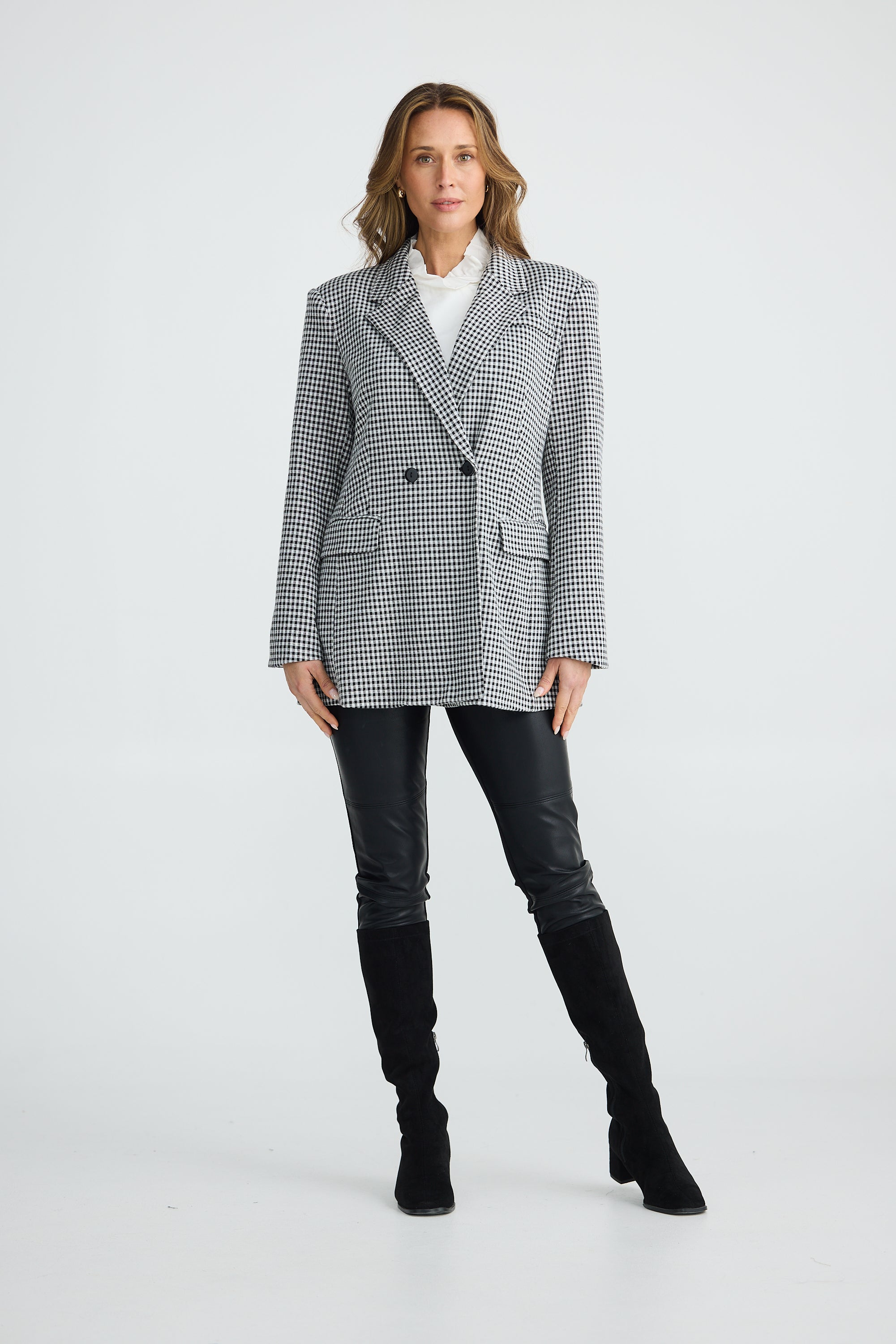 Judy Blazer - Black Small Check-Jackets, Coats & Vests-Brave & True-The Bay Room