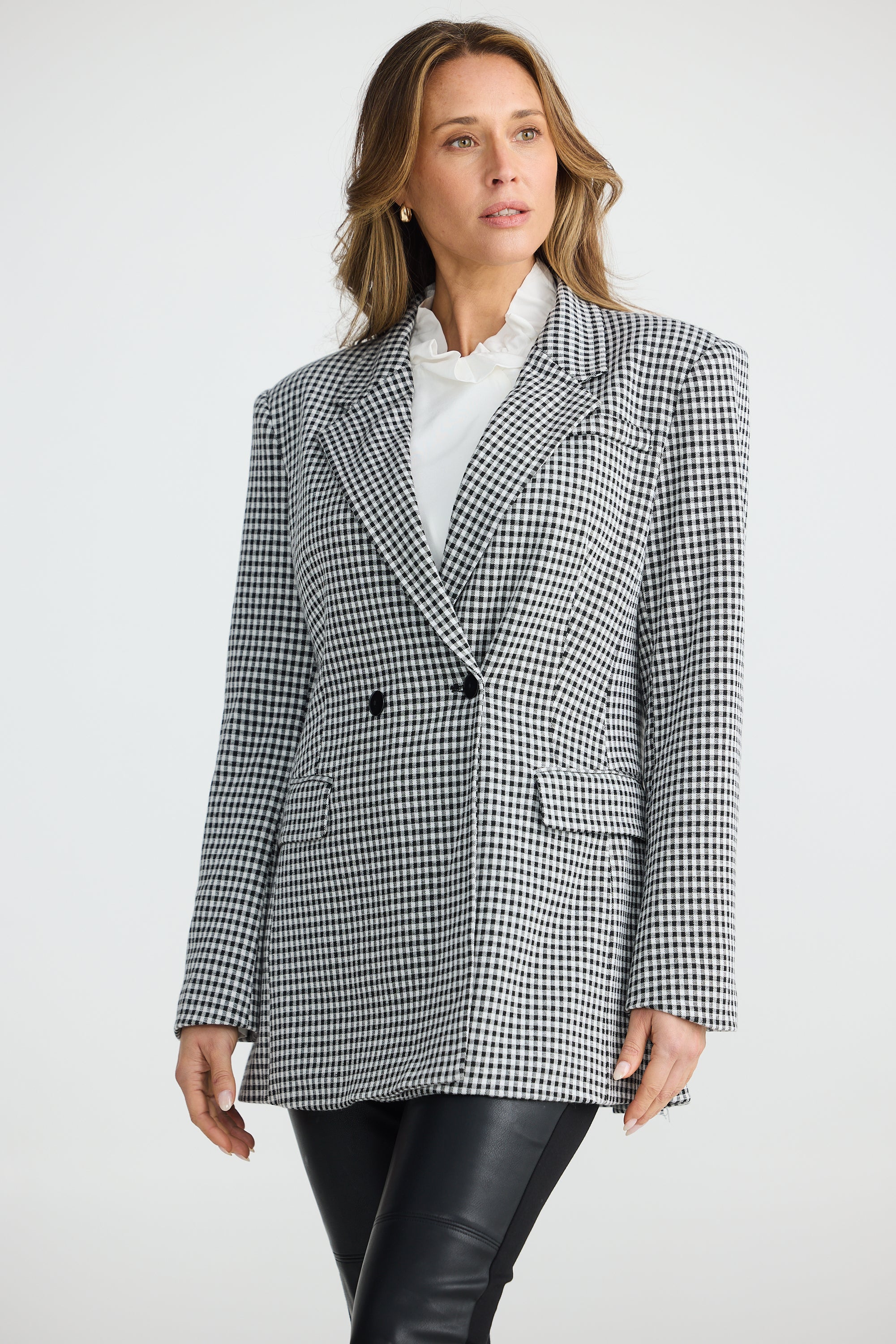 Judy Blazer - Black Small Check-Jackets, Coats & Vests-Brave & True-The Bay Room