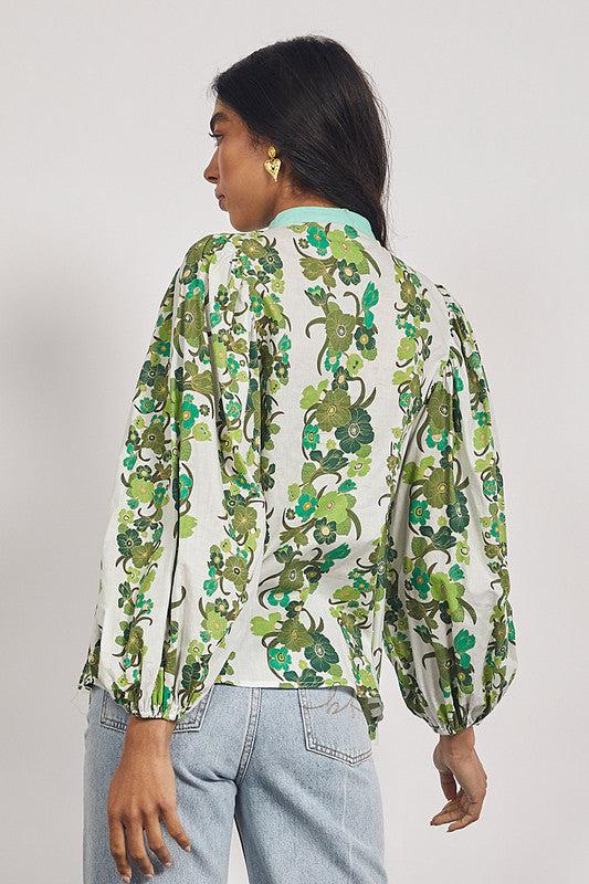 Jungle Floral Blouse in Green-Tops-Bohemian Traders-The Bay Room