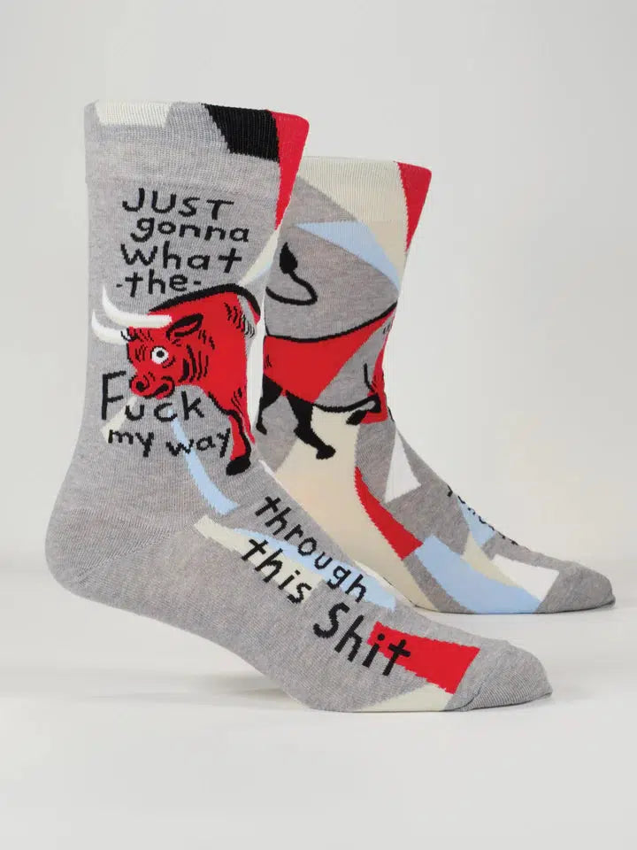 Just Gonna What The Fuck My Way Through This Shit Men's Crew Socks-Fun & Games-Blue Q-Men's Shoe Size 7-12-The Bay Room