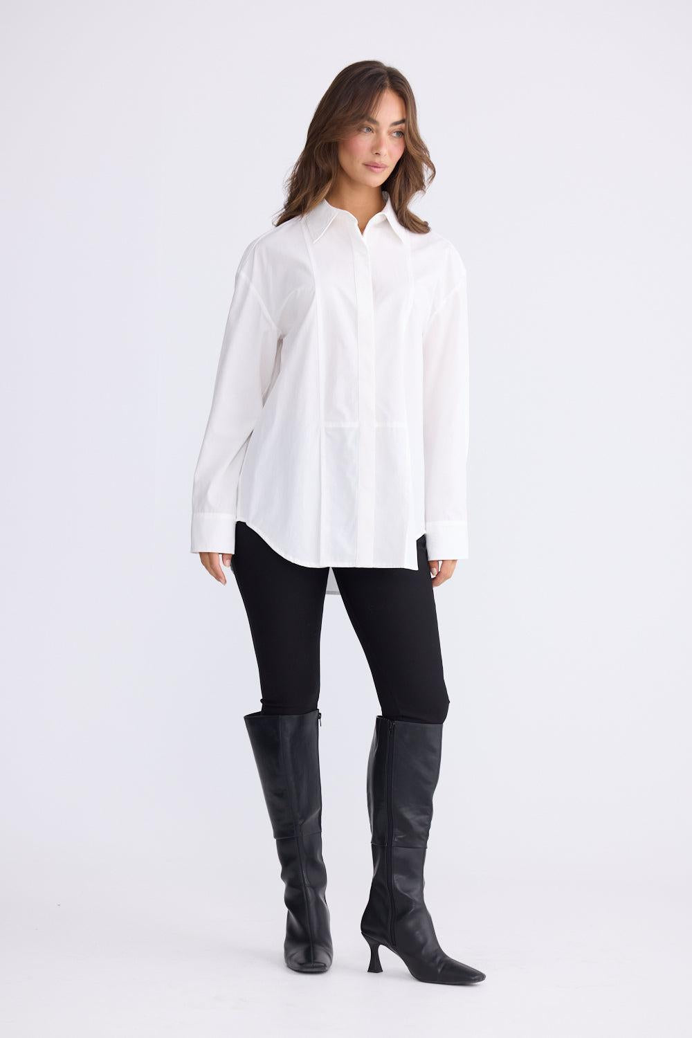 Kara Shirt - White-Tops-Brave & True-The Bay Room