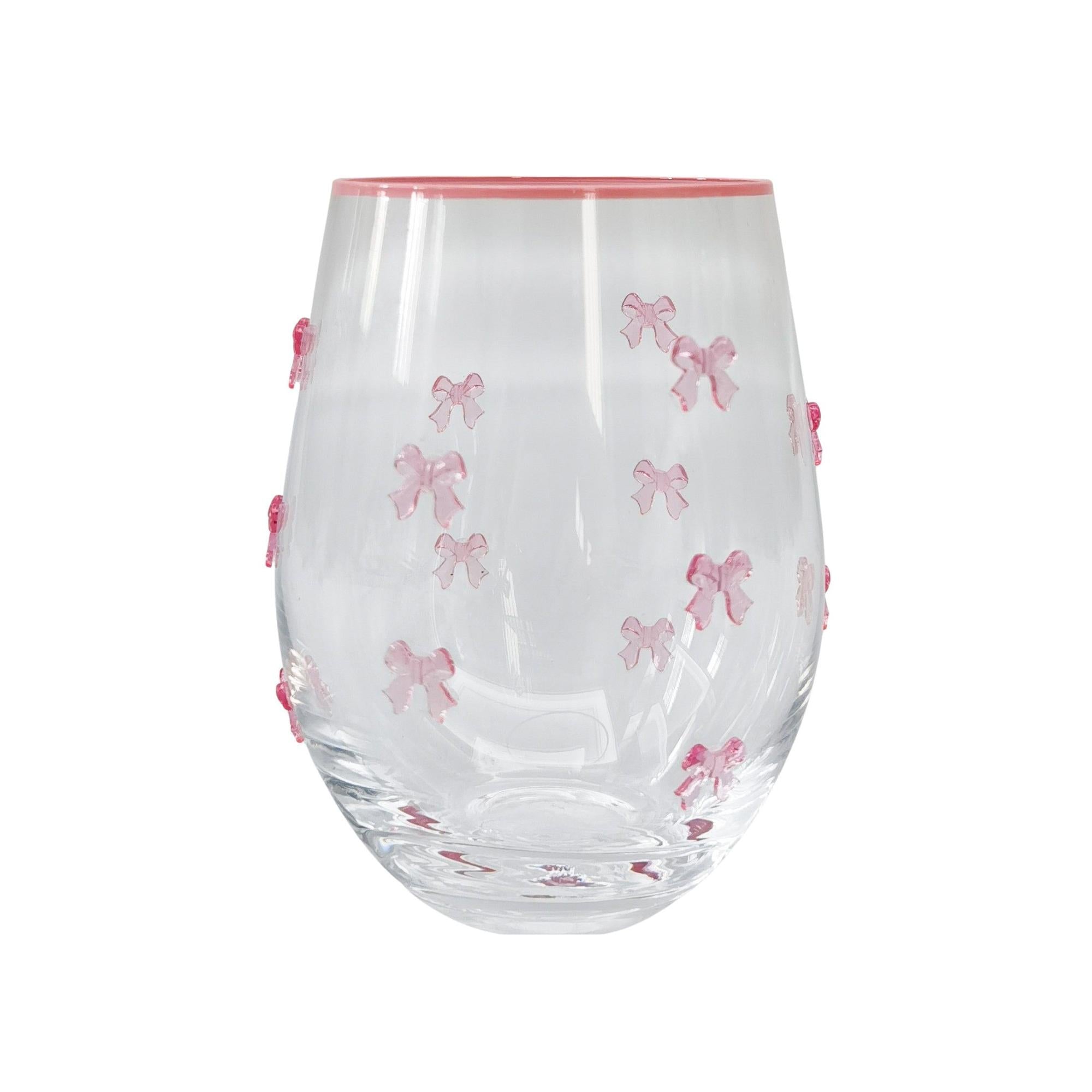 Kaya Bow Stemless Glass Pink 12cm-Dining & Entertaining-Urban Products-The Bay Room
