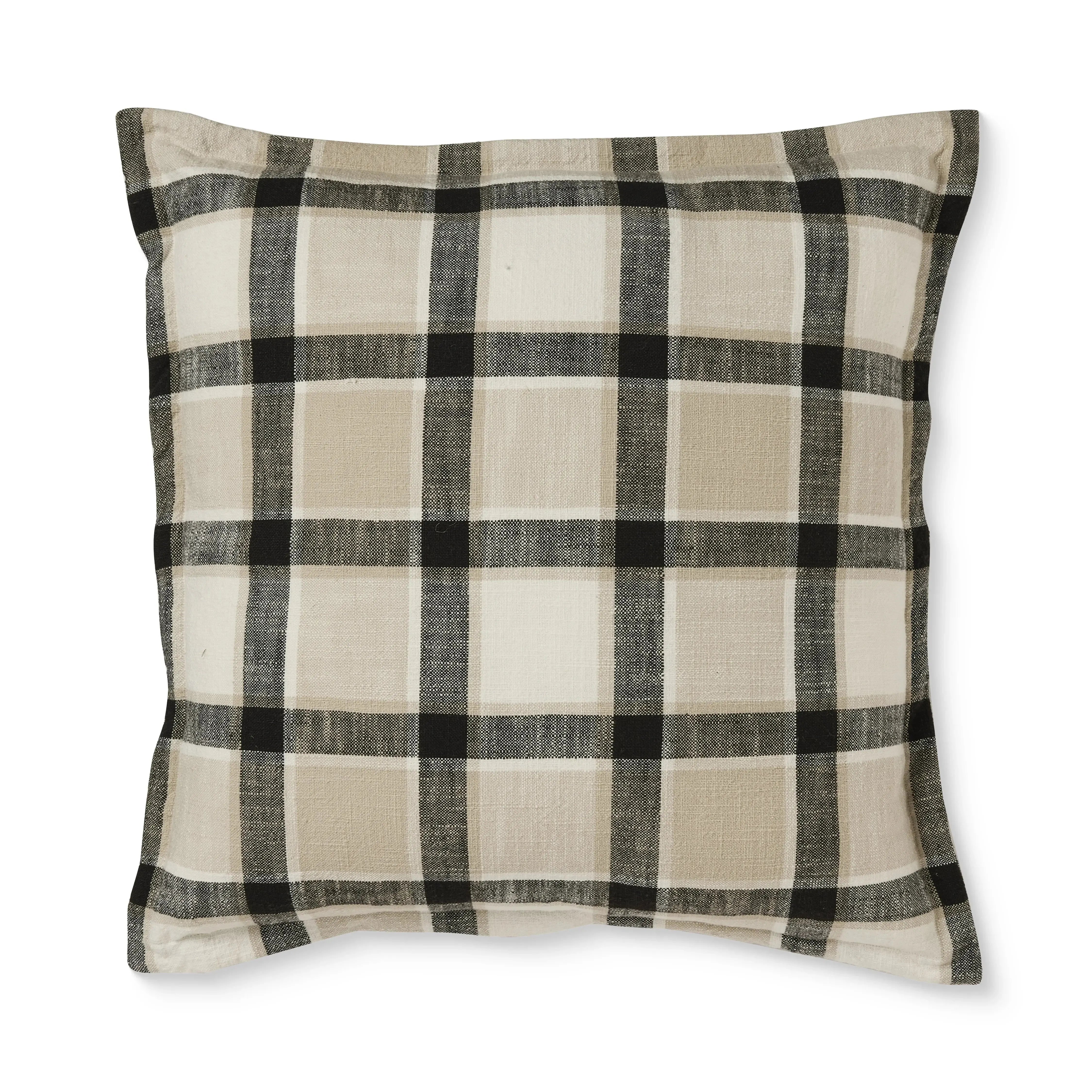 Keaton Black Slub Check Cushion 50x50cm-Soft Furnishings-Madras Link-The Bay Room