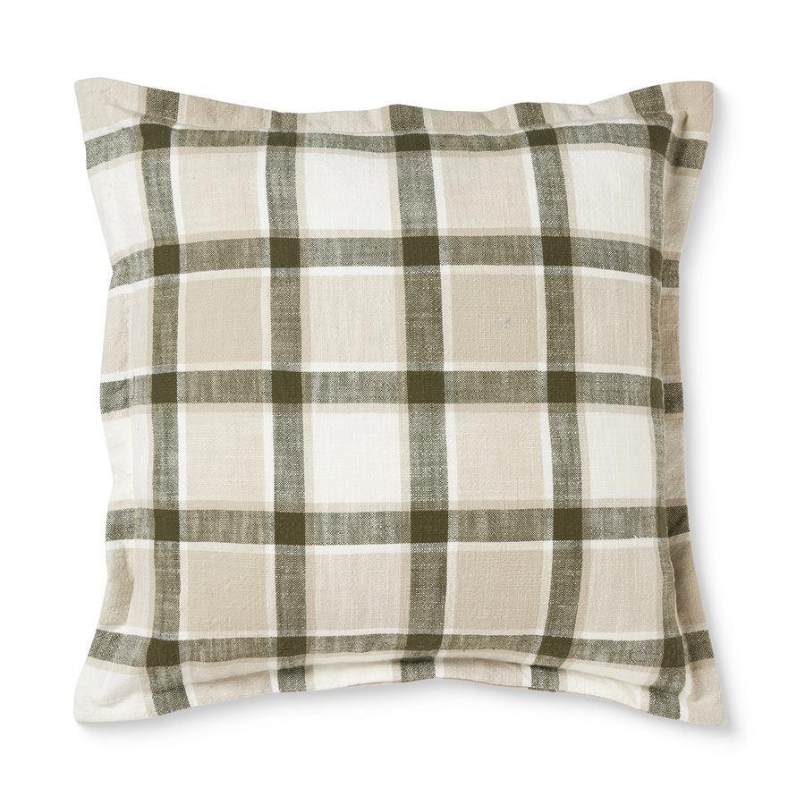 Keaton Green Slub Check Cushion 50x50cm-Soft Furnishings-Madras Link-The Bay Room