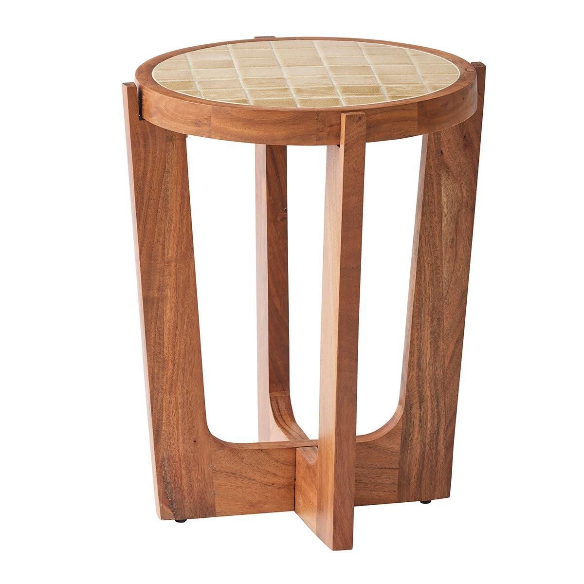 Kendall Tile/Wood Side Table 40x50cm Natural-Furniture-Coast To Coast Home-The Bay Room