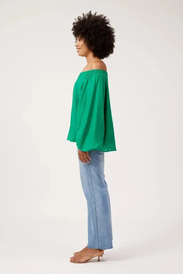 Kenya Off Shoulder Top - Green-Tops-Haven-The Bay Room