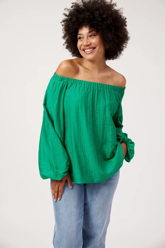 Kenya Off Shoulder Top - Green-Tops-Haven-The Bay Room