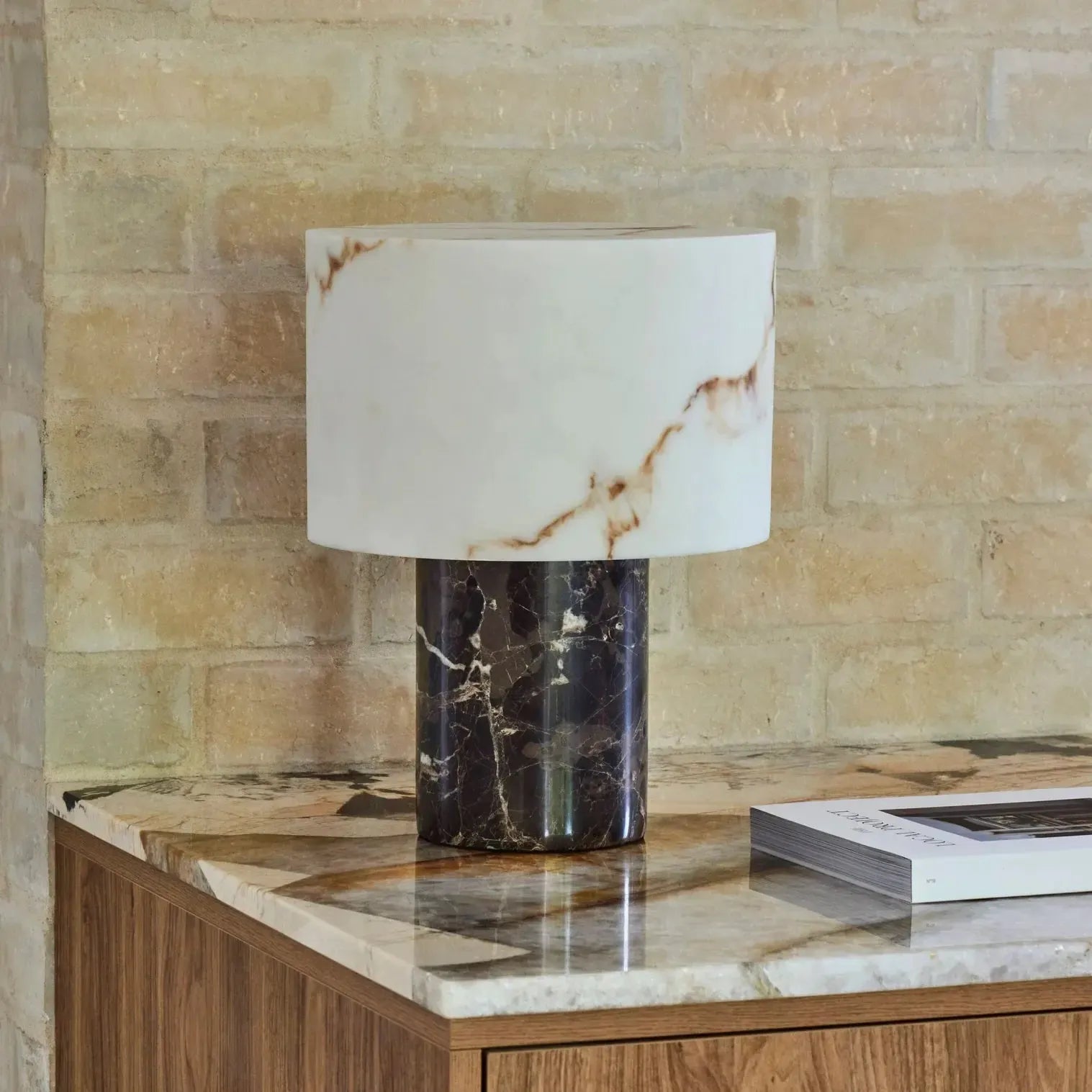Kian Table Lamp Brown & White-Lighting-Amalfi-The Bay Room