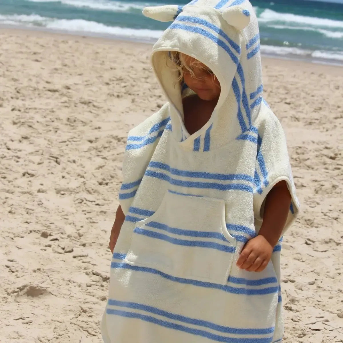 Kids Character Hooded Towel Sammy the Seagull Blue Stripe-Travel & Outdoors-Sunny Life-The Bay Room