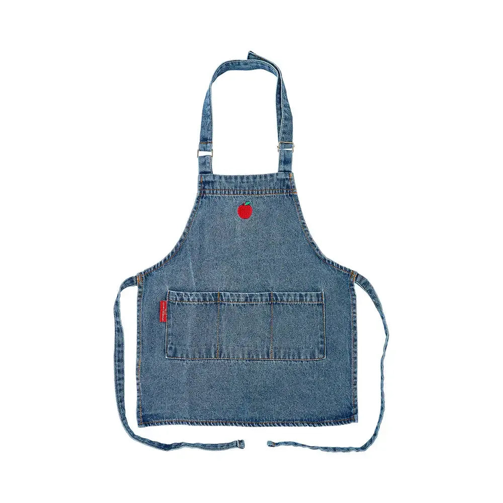 Kids Denim Apron - Apple Embroidery-Nursery & Nurture-Annabel Trends-The Bay Room