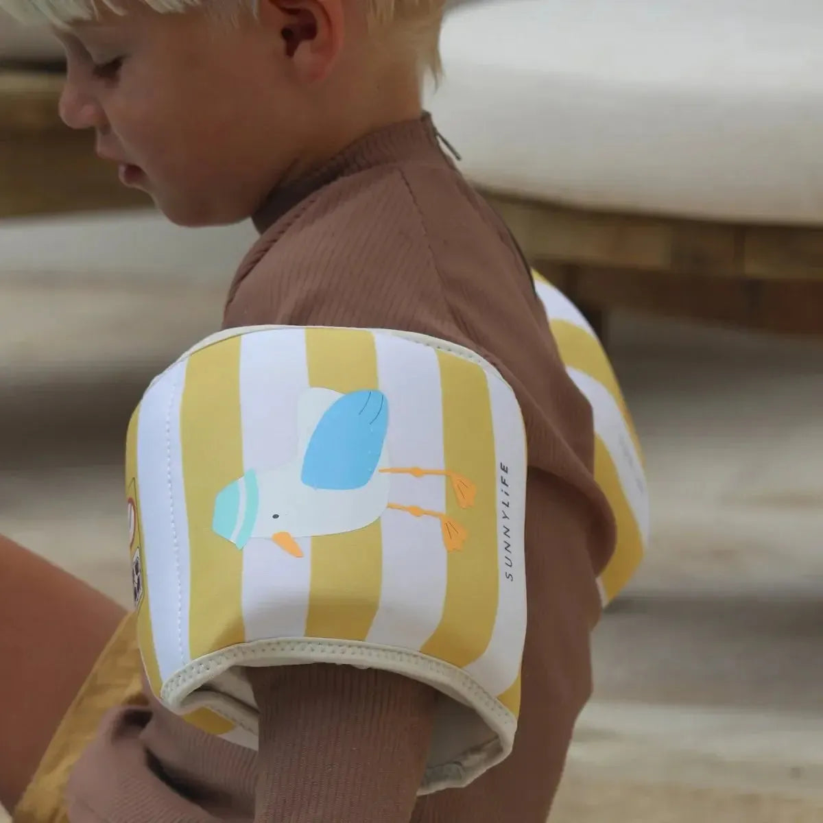 Kids Floaties Sammy the Seagull Mustard Stripe-Travel & Outdoors-Sunny Life-The Bay Room