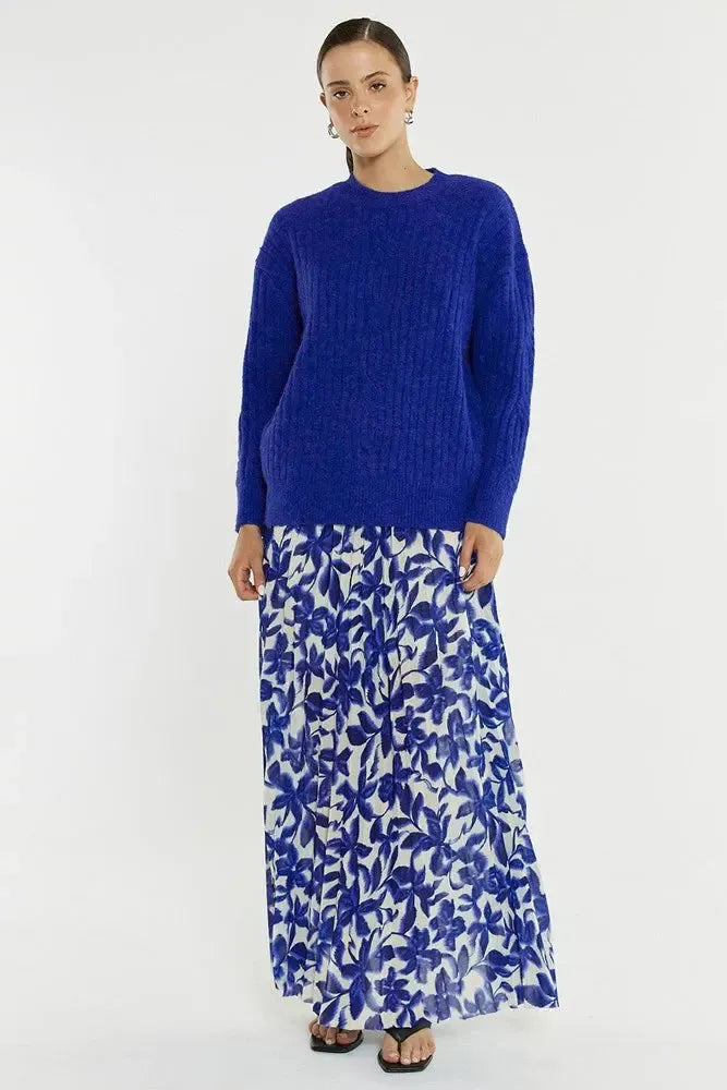 Kira Cable Jumper - Cobalt-Knitwear & Jumpers-SASS-The Bay Room