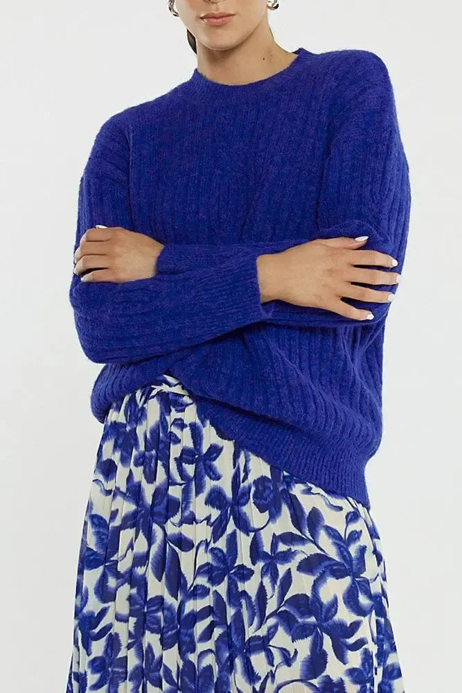 Kira Cable Jumper - Cobalt-Knitwear & Jumpers-SASS-The Bay Room