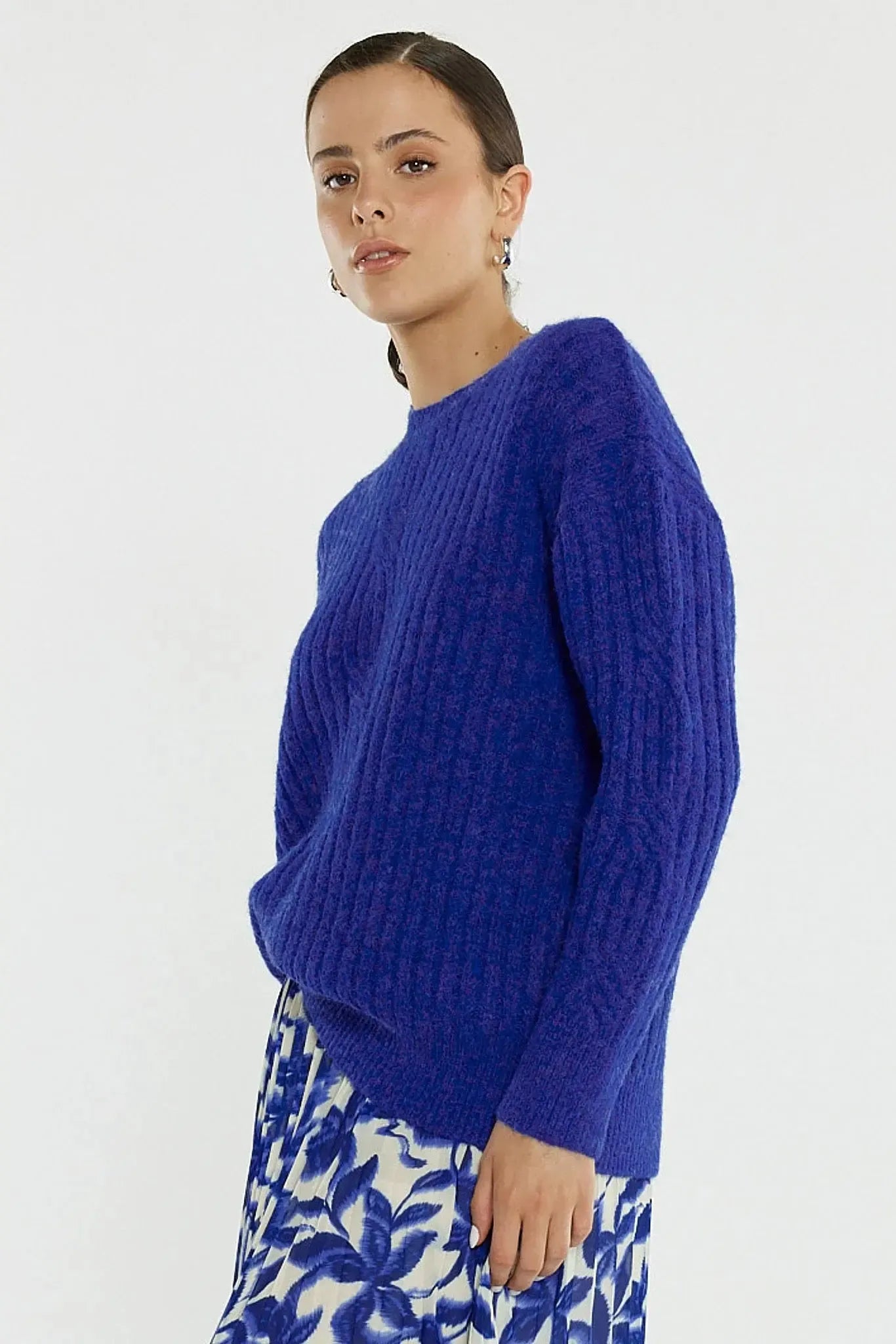Kira Cable Jumper - Cobalt-Knitwear & Jumpers-SASS-The Bay Room