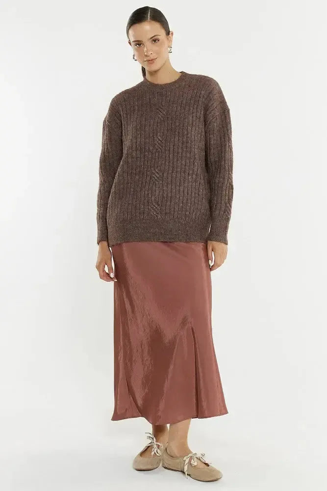 Kira Cable Jumper - Dusty Rose-Knitwear & Jumpers-SASS-The Bay Room