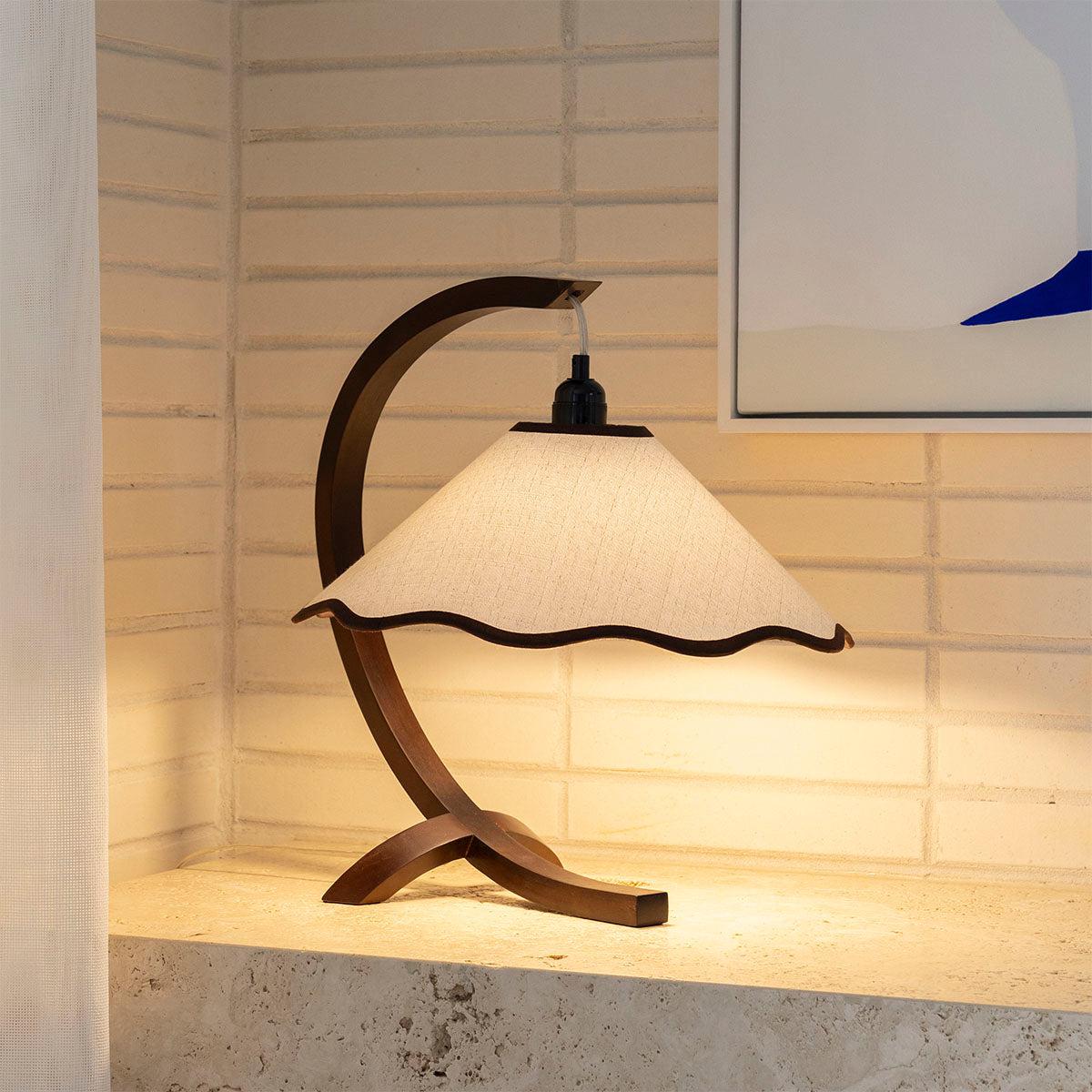 Kira Table Lamp - Walnut / Cream-Lighting-Paola & Joy-The Bay Room