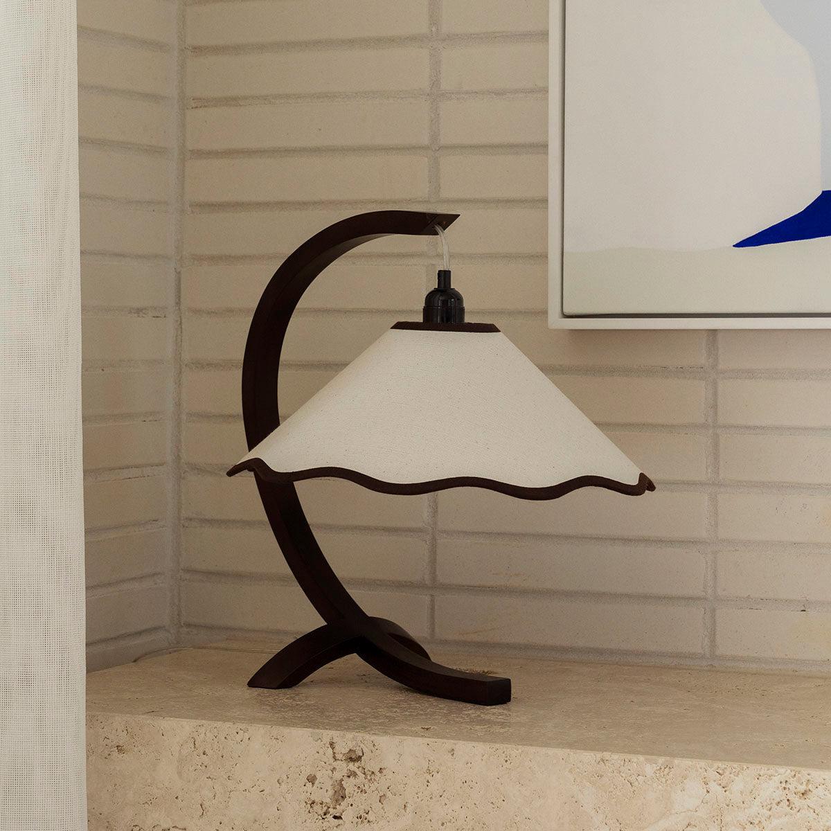 Kira Table Lamp - Walnut / Cream-Lighting-Paola & Joy-The Bay Room