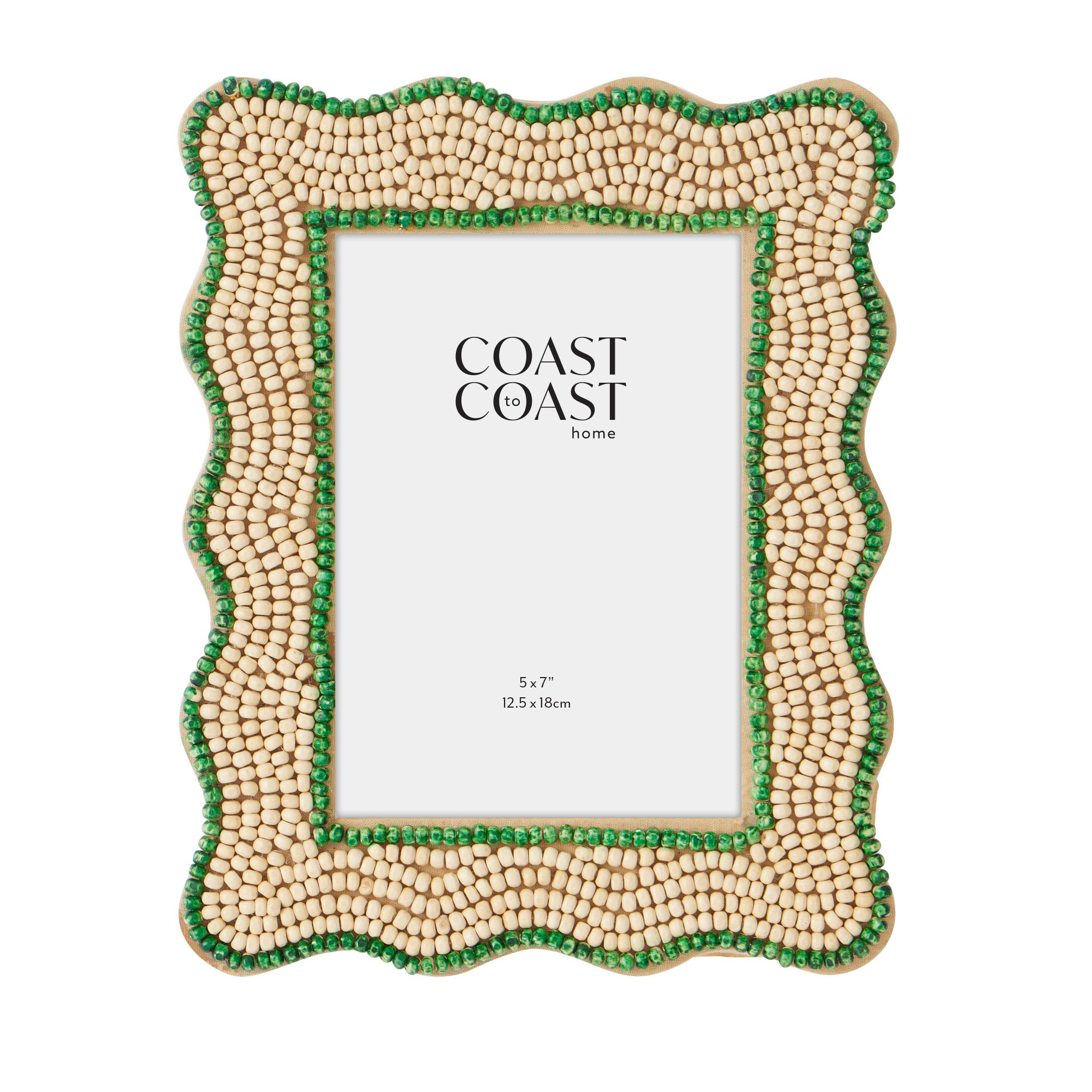 Kyra Bead 5x7" Photo Frame 13x18cm Natural/Emerald-Decor Items-Coast To Coast Home-The Bay Room