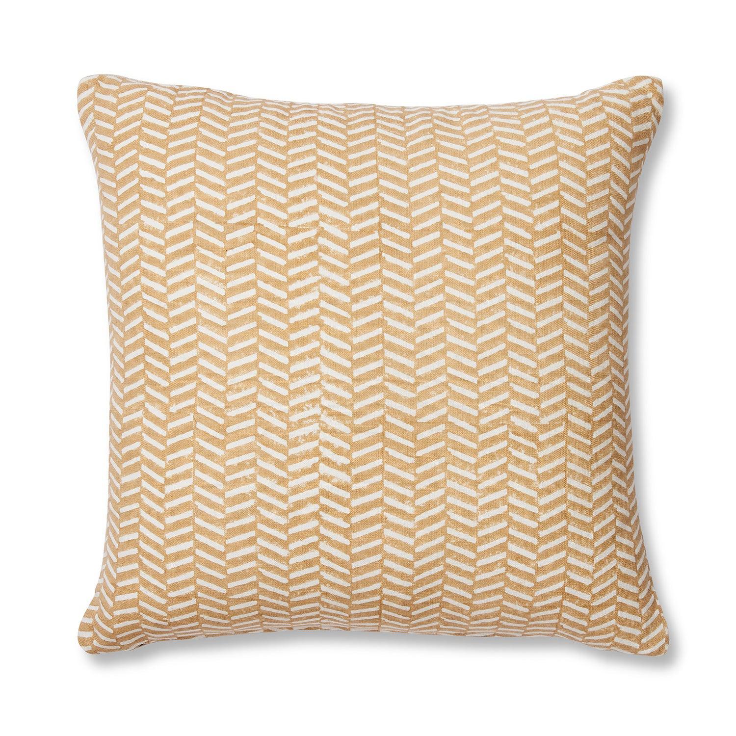 Kyra Ochre Block Print Cushion 50x50cm-Soft Furnishings-Madras Link-The Bay Room