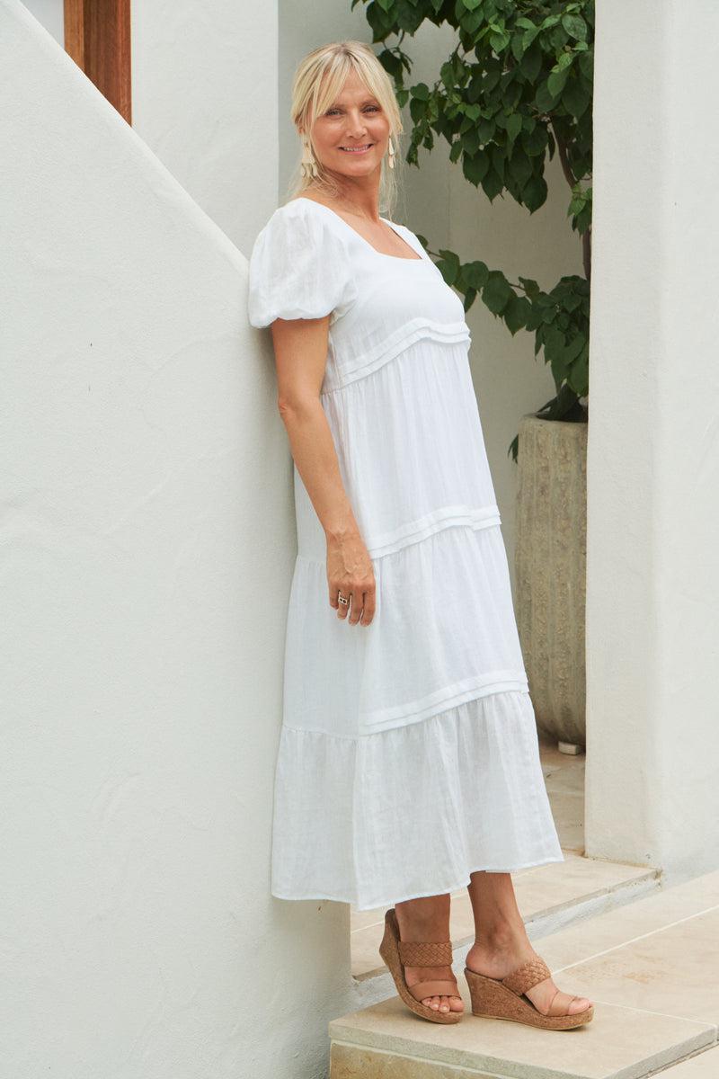 La Vie Pintuck Maxi - Blanc-Dresses-Eb & Ive-The Bay Room