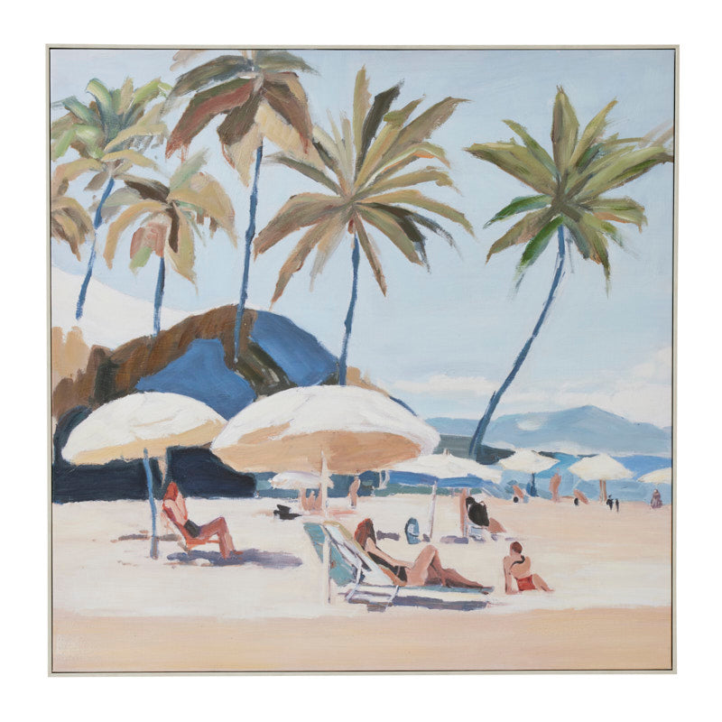 Laie White Wash Frame Oil Painting 100x100cm-Wall Decor-Coast To Coast Home-The Bay Room