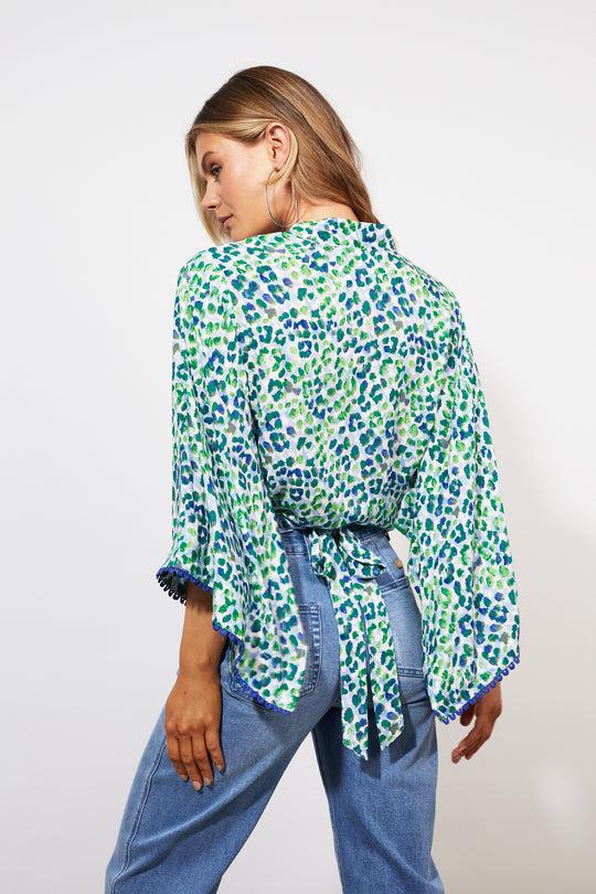 Lamu Wrap Top - Savanna Blue-Tops-Haven-The Bay Room