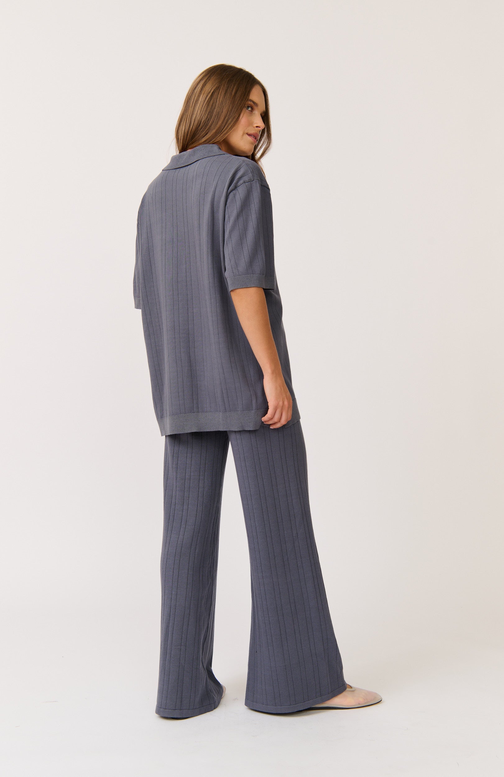 Lara Knit Top - Slate Knit-Tops-Cartel & Willow-The Bay Room