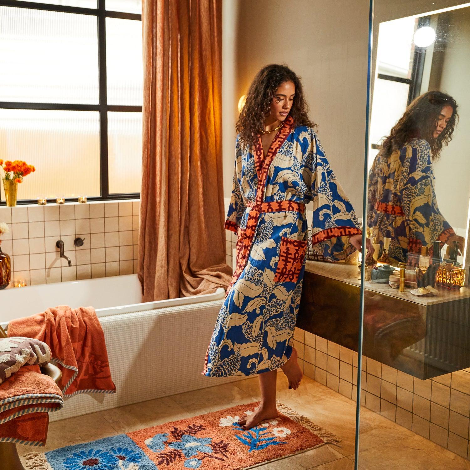 Lata Cotton Bath Robe-Sleepwear & Robes-Sage & Clare-The Bay Room