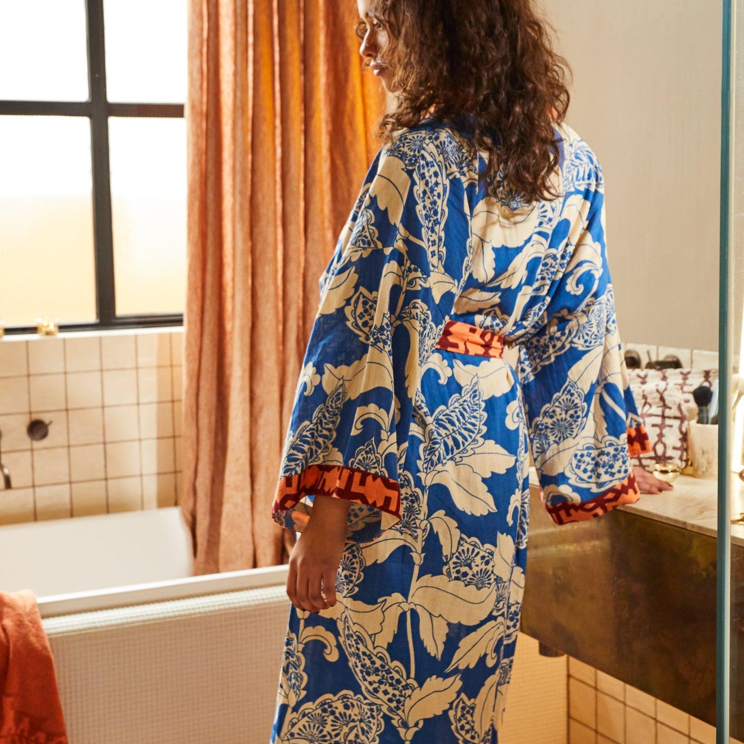 Lata Cotton Bath Robe-Sleepwear & Robes-Sage & Clare-The Bay Room