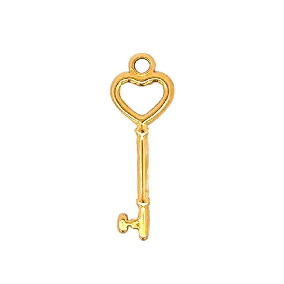 Latch & Lock Charms Gold-Jewellery-By Barny-Heart Key-The Bay Room