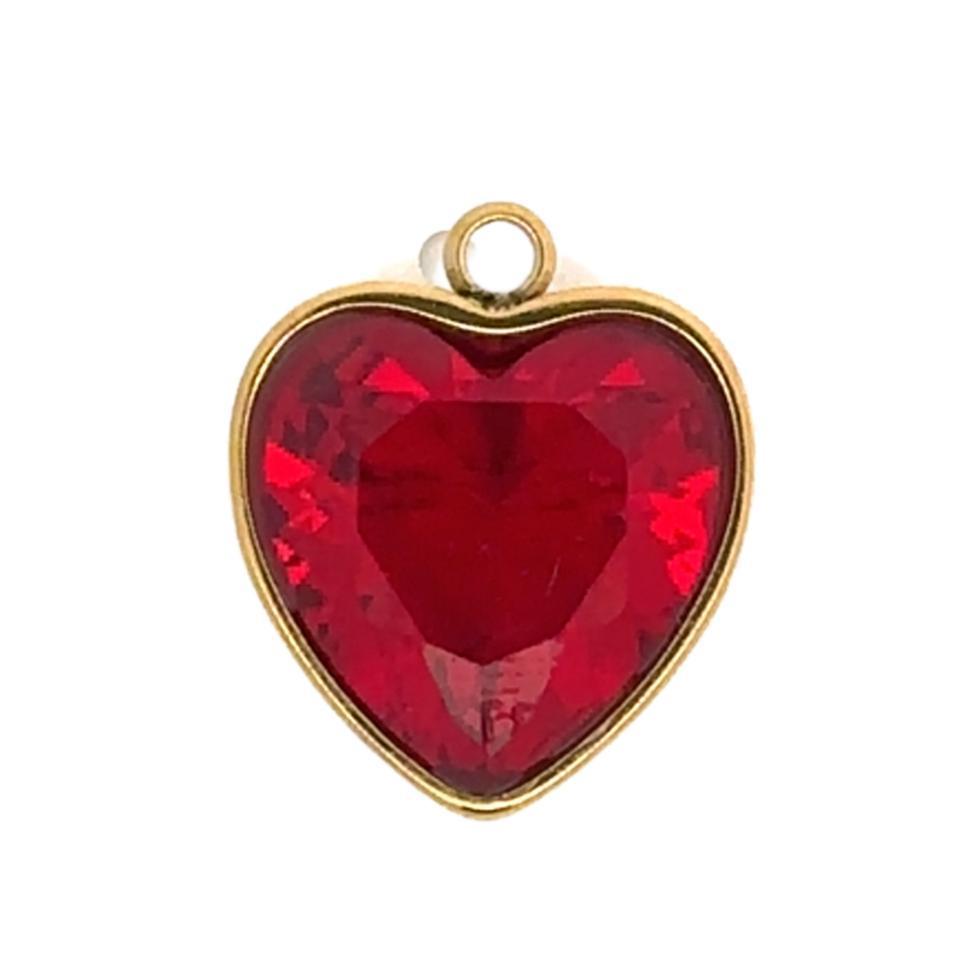 Latch & Lock Charms Gold-Jewellery-By Barny-Red Glass Heart-The Bay Room