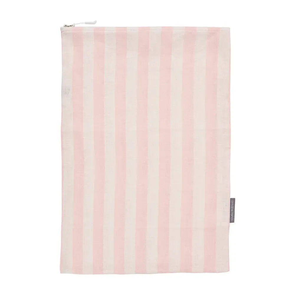 Laundry Bag - Linen - Pink Stripe-Travel & Outdoors-Annabel Trends-The Bay Room