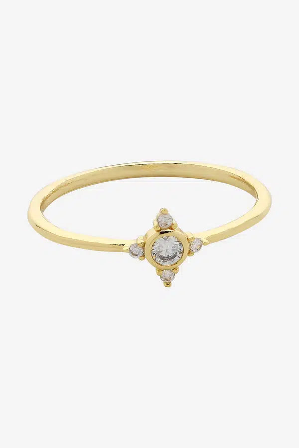 Lauren Soft Gold Clear Ring-Jewellery-Liberte-The Bay Room