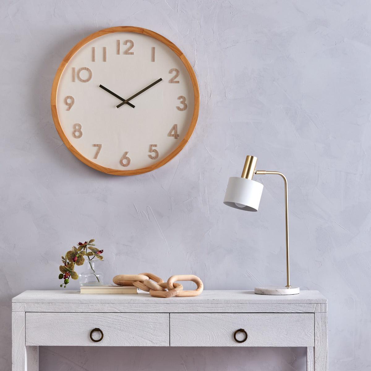 Leonard Wall Clock 61cm - Natural & White-Wall Decor-Amalfi-The Bay Room