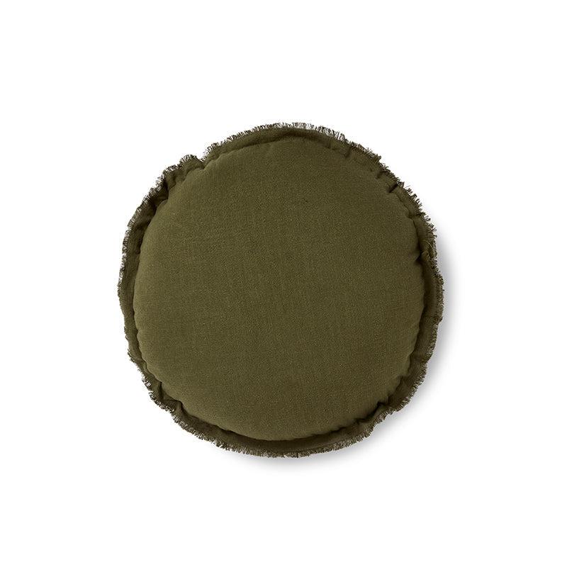 Lewis Olive Green Round Cushion 45cm-Soft Furnishings-Madras Link-The Bay Room