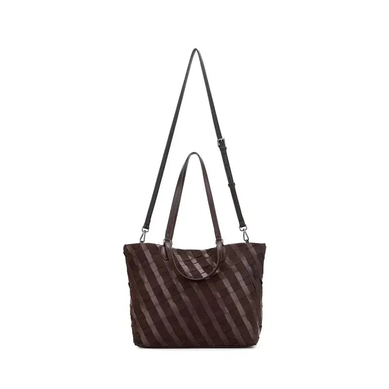 Lexington Cocoa 3 Piece Woven Handbag Tote-Bags & Clutches-Black Caviar Designs-The Bay Room