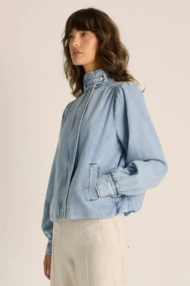 Lila Denim Bubble Jacket - Light Wash-Tops-Fate + Becker-The Bay Room