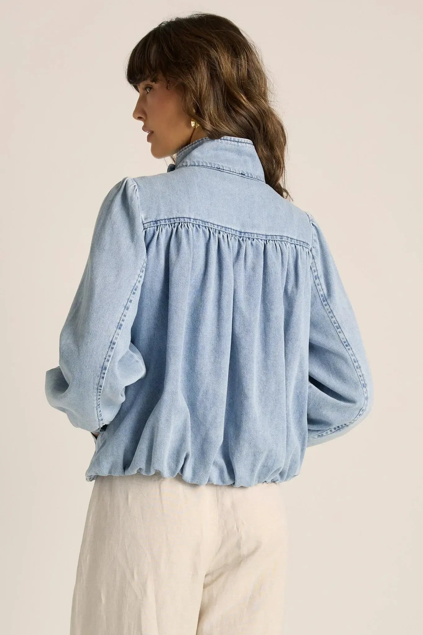 Lila Denim Bubble Jacket - Light Wash-Tops-Fate + Becker-The Bay Room