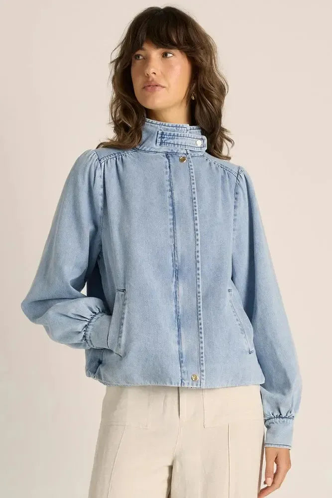 Lila Denim Bubble Jacket - Light Wash-Tops-Fate + Becker-The Bay Room