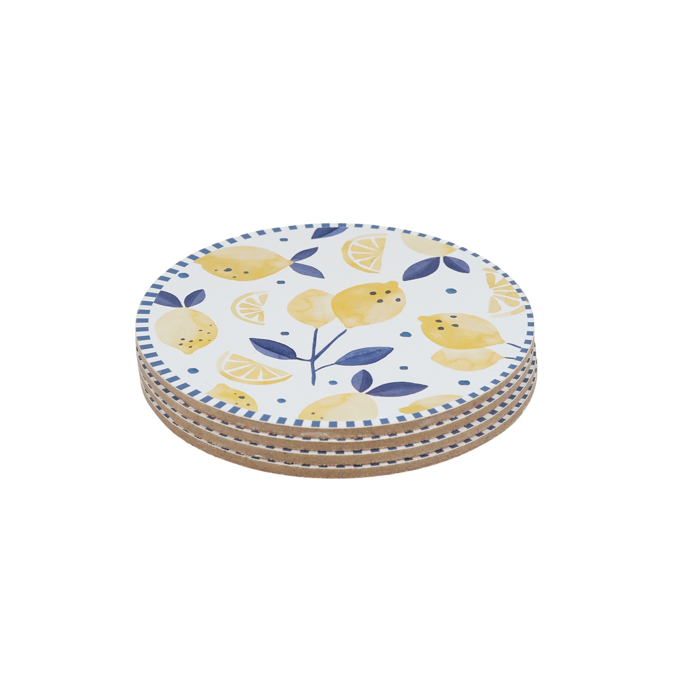 Limonata Set/4 Round Cork Coaster 10cm-Dining & Entertaining-Coast To Coast Home-The Bay Room