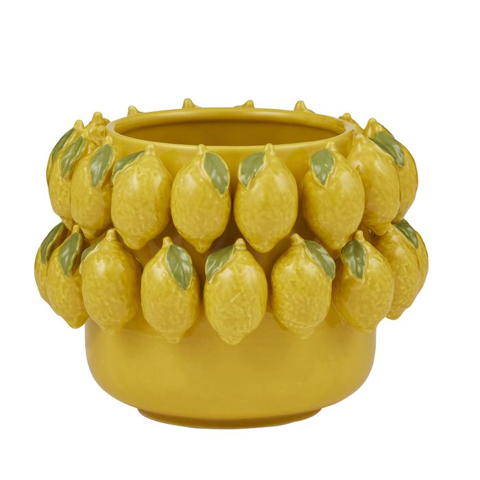 Limone Ceramic Pot 16x16cm Yellow-Pots, Planters & Vases-Coast To Coast Home-The Bay Room