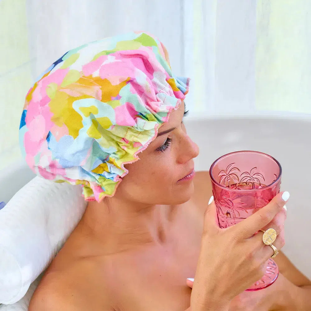 Linen Shower Cap - Good Vibes-General-Annabel Trends-The Bay Room